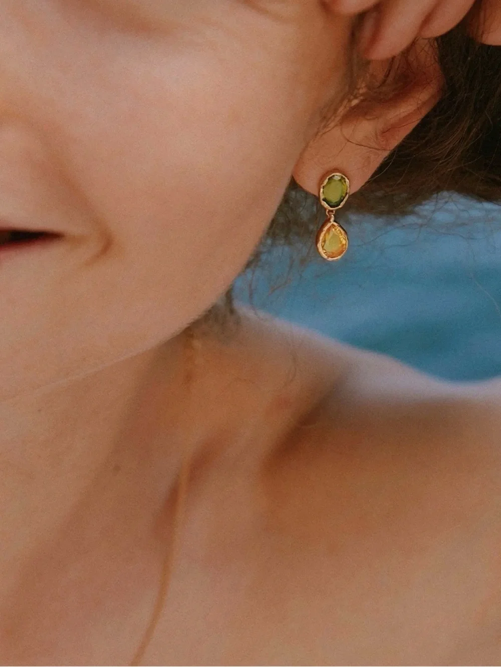 NWT Pedra Earrings | Jewelry Gold Made in Paris Green Yellow Earrings